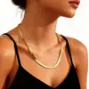 Cadena de eslabones tipo serpiente que no se decolora, collar de acero de titanio, cadena para la clavícula con cuentas pequeñas doradas y de acero, de moda, de alta gama, para mujer