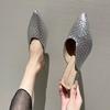 Mules Fechadas Trançadas para Mulheres, Novas Mules Fechadas de Salto Alto Primavera/Verão 2026, Meia-Chinelos Elegantes para Senhoras