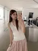 Camiseta Yier Verão Destaque Gola Halter Slim Fit Sem Mangas Beleza Pura Costas Hot Girl Verão Estilo Coreano Regata Feminina Ye0136