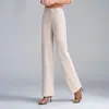 Pantalones de lana mezclada de pierna ancha para mujer, nuevo estilo otoño/invierno, modernos y de corte holgado, diseño de pierna recta, cintura alta, adecuados para mujeres de mediana edad