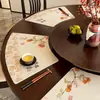 Mantel individual en forma de abanico para mesa redonda grande, Mantel de estilo chino nuevo, Mantel individual para vajilla, Mantel curvo de alta gama para mesa de comedor de hotel y restaurante