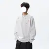 Sudadera retro americana con bordado floral de cuello redondo para hombre y mujer, top pullover holgado de moda para otoño, chaqueta casual versátil