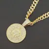 Collar con Cadena Cubana Colgante Redondo de Marca con Diamantes Completos Estilo Ins Europeo y Americano Colgante Largo Cool Hip Hop Danza Callejera Número Digital 7