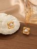 Aretes de Acero de Titanio Estilo Retro Francés de Lujo Ligero Chapados en Oro de 18K, Diseño Exagerado con Incrustación de Cuentas Geométricas