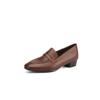 Work Wear Texturizado Couro de Vaca Commuter Joker Pequenos Sapatos de Couro 2025 Primavera Grosso Salto Baixo Mocassins Couro Genuíno Sapatos de Camada Única para Mulheres