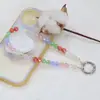 Corrente de Celular com Contas de Cristal Arco-Íris Suave Estilo Coreano, Corrente Anti-Perda Feita à Mão com Contas, Acessório de Chaveiro para Bolsa Simples e Versátil