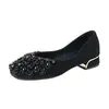 Zapatos de tacón alto para mujer 2026 nuevo resorte piel auténtica pedrería suela blanda estilo hada versátiles para ir al trabajo sin cordones zapatos para mujer