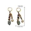 Pendientes Largos Estilo Étnico Retro Amber Streamer Piedra Natural Pendientes de Diseño Nicho Colección de Pendientes Pendientes Coloridos
