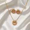 Estilo Japonés Coreano Versátil Minimalista Set de Pendientes de Botón Redondos y Collar Accesorios de Pendientes Estilo Europeo Americano Pendientes de Alta Gama para Mujer