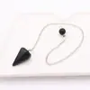 Pingente de Pêndulo de Cristal Natural Miaodi Pêndulo de Frequência Ajustável Pedra Bruta de Cristal de Fluorita Corrente de Cauda de Colar para Homens e Mulheres