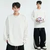 Camiseta Longa Lisa Grossa com Forro de Fleece, Design de Marca Tendência para Homens, Estilo Americano de Inverno, Pesada, Solta, Camiseta Básica para Casal