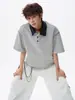 Diseñada con costuras, camiseta polo para hombre, top de corte holgado, ligera, de manga corta, estilo americano, verano