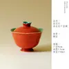 Gaiwan Rojo de Pies Altos para Uso Doméstico, Tazón de Té Simple Estilo Chino Que No Quema las Manos, Adecuado para Preparar Té, Juego de Té Kung Fu