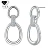 Aretes de Aro de Plata de Ley S925 Bañados en Oro Real con Aguja, para Mujer con Colgante de Circonita, Diseño de Alta Gama, Versátiles