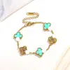 Pulseira Trevo Transfronteiriça com Diamantes, Aço Titânio, Banhada a Ouro 18K, Madrepérola Dupla Face, Joia Fashion, Fresca e Doce