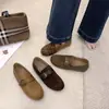 Mocasines Retro de Punta Redonda sin Cordones con Hebilla Oculta para Aumentar la Altura Zapatos de Suela Simple Otoño 2026 Estilo Old Money Zapatos Nuevos para Mujer Mules