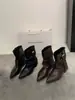 Botines de cuero estilo western para mujer, punta fina, tacón grueso, que alargan las piernas, nuevo estilo verano y otoño 2026, pantalones bootcut plisados adelgazantes, botas estilo Martin