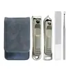Cortauñas Estuche de Cuero Set de Cuatro Piezas de Cortauñas Uñas Gruesas Boca Ancha Aleación de Zinc Cortauñas de Punto Herramienta Especial para Pedicura