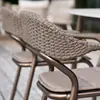 Mesa e Cadeiras de Jantar Externas Nórdicas para Telhado, Pátio de Villa, Solário, Hotel B&B, Combinação de Cadeiras de Corda e Rattan para Lazer ao Ar Livre