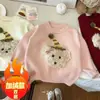 Suéter infantil, nova malha de inverno para meninas, roupa de inverno grossa e quente para bebês meninas, segunda pele de desenho animado para bebês e crianças pequenas