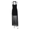 Amazon Cross-Border Novo Cor Sólida Sexy Estilo Irmã Real Saia de Renda Transparente Vestido com Alça Fina para Mulheres