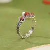Yuebao Jewelry Anillo de Plata de Ley S925 Rojo del Sur Tres Yuanbao Moneda de Cobre Estilo Étnico Chino Anillo de Personalidad Nicho Venta al por Mayor