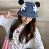 Sombrero de Sol de Vaquero con Mano Grande de Mickey de Dibujos Animados para Mujer, Sombrero Cubo Versátil para Adelgazar la Cara, Sombrero de Pescador Vintage Lavado con Visera