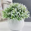 Flores Artificiales Falsas Muebles para el Hogar Adornos de Mesa Balcón Flores de Plástico Planta Verde Falsa Adornos de Plantas en Maceta Mini Decoraciones Bonsái