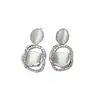 Pendientes Geométricos Simples de Moda Japonesa y Coreana de Venta Caliente Transfronteriza para Mujer, Pendientes de Moda Estilo Ins, Versátiles Pendientes de Piedra Ojo de Gato Estilo Hong Kong