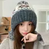 Gorro de Punto Nuevo de Moda con Patrón Jacquard de Copo de Nieve, Gorro Cálido y a Prueba de Frío para Mujer para Otoño e Invierno, Hace que la Cara Parezca Más Pequeña