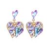 Brincos de cristal em forma de coração de cor super flash de moda europeia e americana exagerada leve liga de luxo Diamond Love eardrop