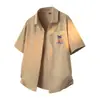 Camisa de Manga Corta con Cuello Cubano para Hombre Verano 2026 Negro Palmera Estilo Japonés Camisa Casual Holgada Estilo Resort Ropa de Hombre