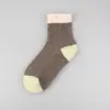 Calcetines de media pantorrilla para mujer Zhuji para Otoño e Invierno, Engrosados y Cálidos, Calcetines de Hilo moteado con Bloques de Color, Absorbentes del Sudor, Resistentes al Olor, Calcetines Caídos