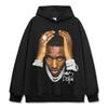Camiseta de Manga Corta con Estampado Hip-Hop Retro Transfronterizo Sudadera con Capucha de Cuello Redondo de Manga Larga