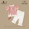 Tao Guoer 2026 Nuevo Estilo de Verano Dulce Conjunto para Bebés Niñas, Camiseta de Manga Corta y Leggings, Conjunto de Verano de Dos Piezas para Niñas