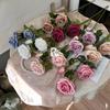 3 Findella Rose Flores de Simulación de Comercio Exterior Flores Decoración de Boda Sala de Estar Camino de Flores Novia Sosteniendo Ramo de Rosas Flores Artificiales
