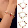 Pulsera de cadena de perlas de lujo ligero, simple, linda, versátil, de verano, con cerezas, corazones, fresas, perlas, moda europea y americana transfronteriza