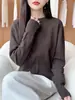 Suéter de Punto Base Grueso Cálido Holgado Versátil Adelgazante con Cuello Redondo y Dobladillo con Cremallera para Mujer Otoño Invierno