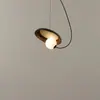 Luminária pendente minimalista italiana de aço inoxidável para quarto, com cabeça prateada e holofote inteligente, compatível com o aplicativo Mi Home, livre de liga metálica