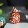Adornos de Piña Dorada de Resina Rellena de Cristal Natural Mascota Fresca y Linda Decoraciones de Escritorio de Escritorio