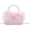 Bolso de Mano con Perlas Estilo Princesa para Niñas Bolso de Hombro Dulce con Lazo de Encaje Estilo Chanel Bolso Cruzado con Cadena Bolso Infantil
