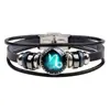 Pulsera retro europea y americana de múltiples capas de las 12 constelaciones DIY pulsera de cuero punk para pareja joyería de constelaciones