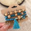 Pulsera Nueva de Madera con Cuentas Estilo Chino Antiguo, Lujo Ligero y Sensación de Alta Gama, Joyería de Moda y Temperamento Sencillo al por Mayor