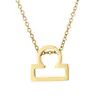Amazon Transfronterizo Personalizado Creativo Doce Signos del Zodíaco Colgante de Alta Gama Acero Inoxidable Oro de 18K Collar Gargantilla Corta