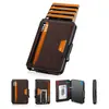 Porta-Cartões de Alumínio com Empurrador Lateral para Comércio Exterior Ultra Fino Multifuncional de Grande Capacidade Carteira de Couro Business para Homem
