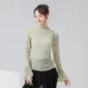 Top de Danza Clásica con Cuello Semi Alto, Atuendo de Práctica para Mujer, Maillot Floral con Cordones y Mangas Largas, Disfraz de Danza China, Vestido de Tul Mariposa