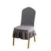 Funda elástica para silla de banquete transfronteriza con falda, funda de silla grande curva de cobertura total, funda a prueba de polvo para respaldo, funda de silla integrada
