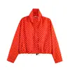 De AliExpress Bestseller Venta al por mayor Comercio exterior Transfronterizo Moda casual para mujer europea y americana Dobladillo con cordón Lunares Cuello alto Chaqueta