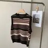 Chaleco de punto retro a rayas para mujer, nuevo estilo otoño/invierno, chaleco sin mangas, se puede usar como capa interior, capa exterior o top independiente