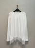 Qianhe Otoño e Invierno Nuevo Estilo Japonés Fresco Artístico Encaje Empalmado Manga Larga Base Cuello Redondo Moda Top Camiseta